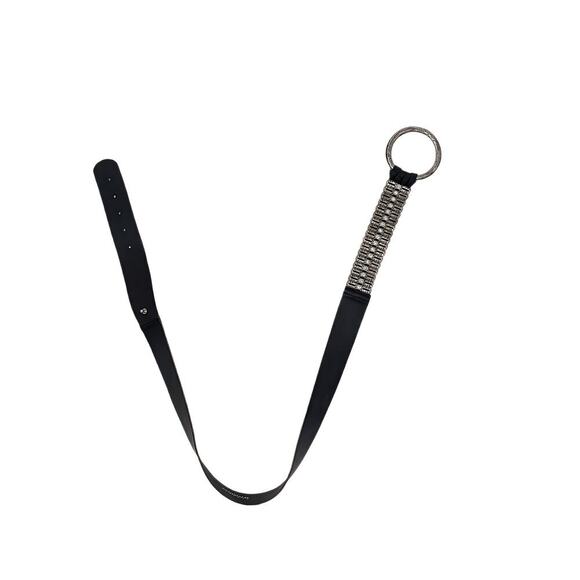 ANTONIAZZI FIRENZE Italy XL Black Leather Belt 1.5” Wide Silver Buckle Crystals - Picture 8 of 10